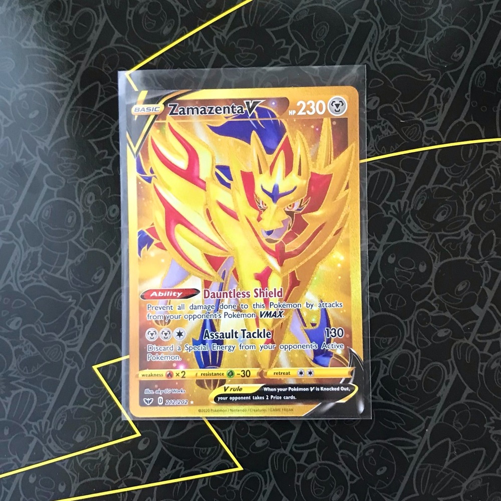 COPY - Zamazenta V Gold Secret Rare Authentic Pokemon Card #212/202